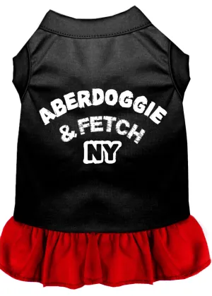 Aberdoggie Ny Screen Print Dog Dress Black With Red Sm