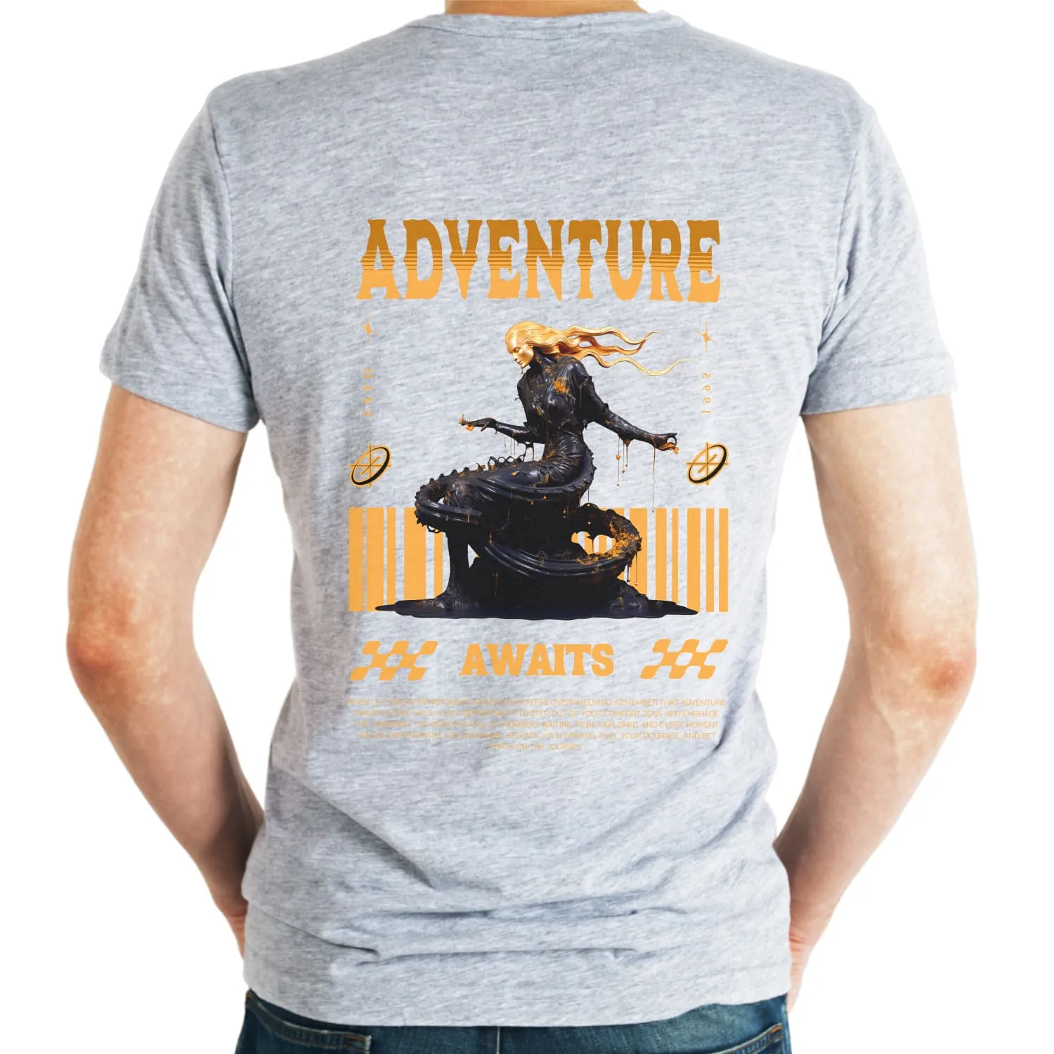 Adventure awaits Mens cotton printed T-shirt