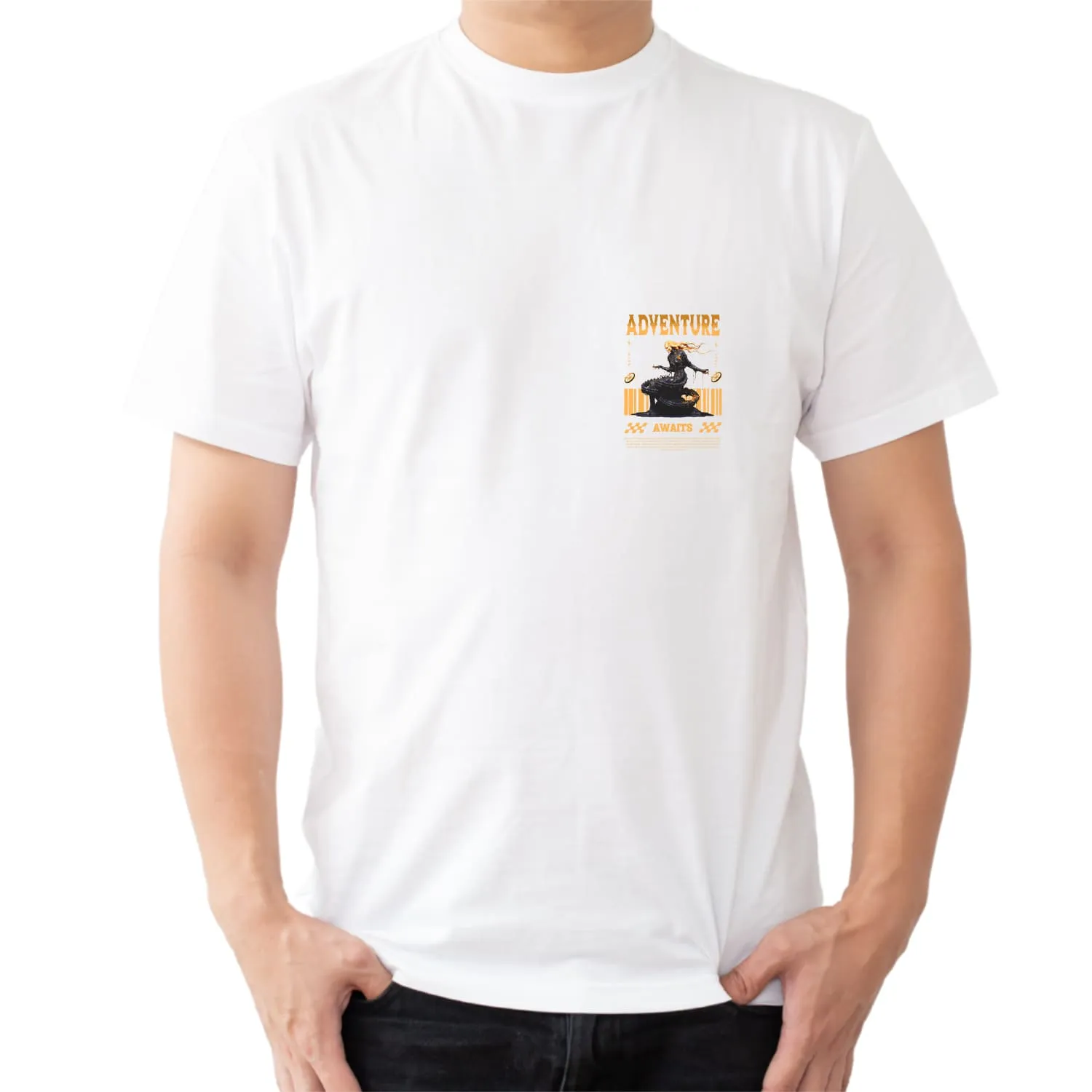 Adventure awaits Mens cotton printed T-shirt