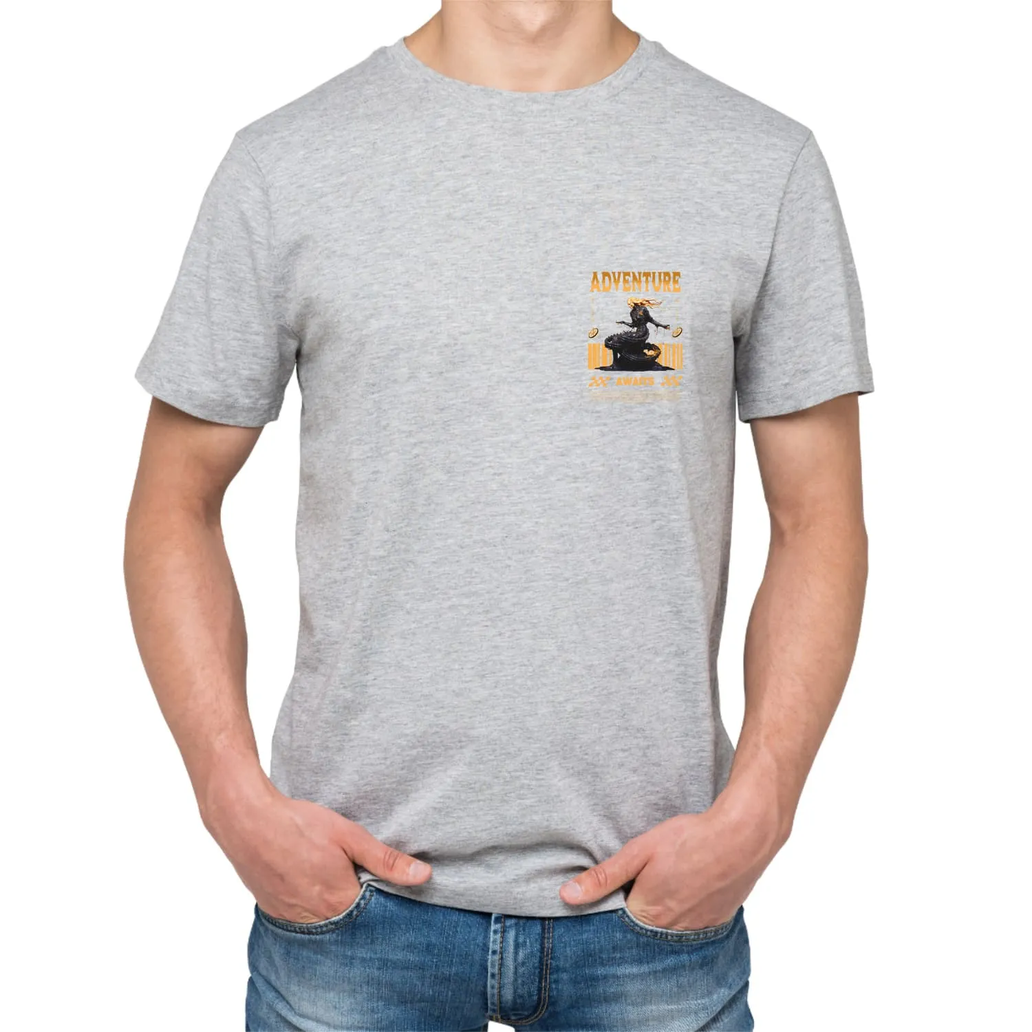Adventure awaits Mens cotton printed T-shirt