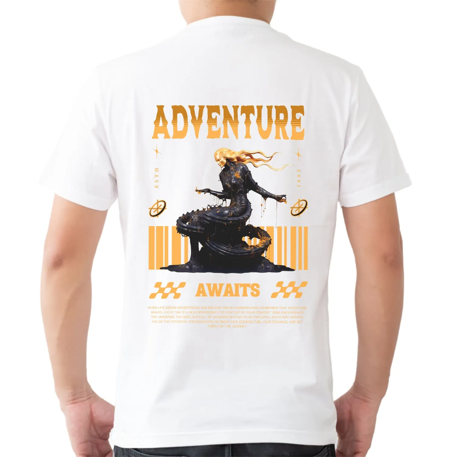 Adventure awaits Mens cotton printed T-shirt