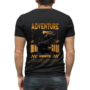 Adventure awaits Mens cotton printed T-shirt