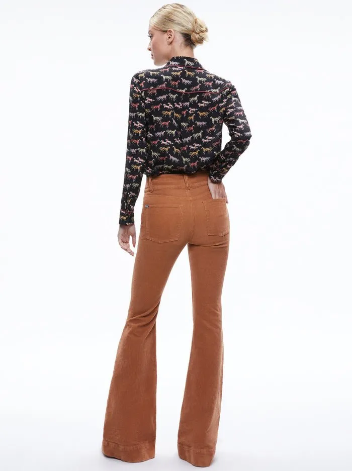 Alice   Olivia Beautiful High Rise Bell in Camel