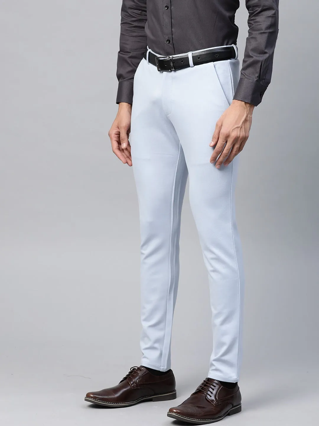 Blue: Wrinkle Free Stretchable Knitted Chinos