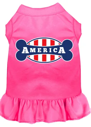 Bonely In America Screen Print Dress Bright Pink Xxl