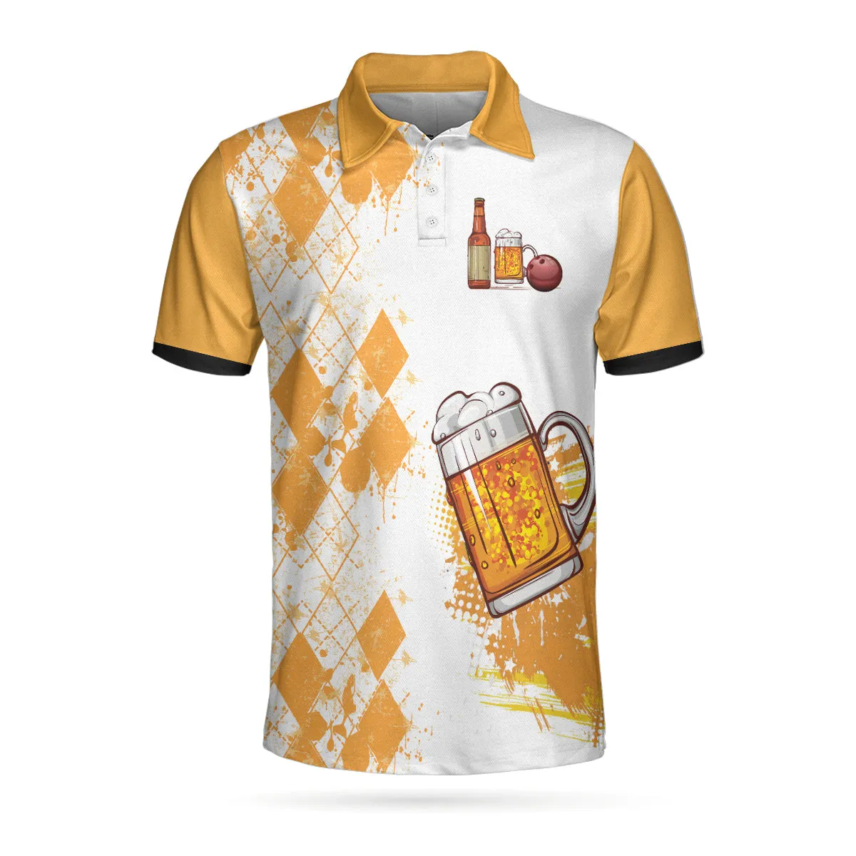 Bowling Men Polo Shirt - Argyle Pattern Beer Polo Shirt, Bowling Shirt For Men - Perfect Gift For Friend, Family, Bowling Lovers