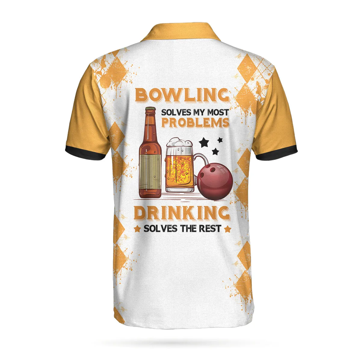 Bowling Men Polo Shirt - Argyle Pattern Beer Polo Shirt, Bowling Shirt For Men - Perfect Gift For Friend, Family, Bowling Lovers