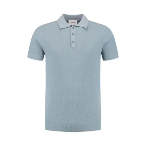 Braided Knitwear Polo Blue Grey
