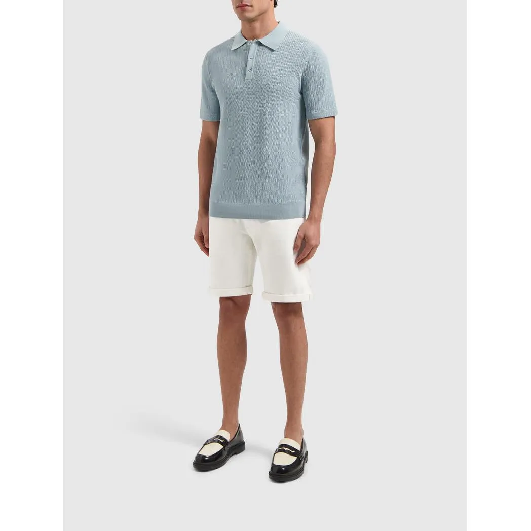 Braided Knitwear Polo Blue Grey