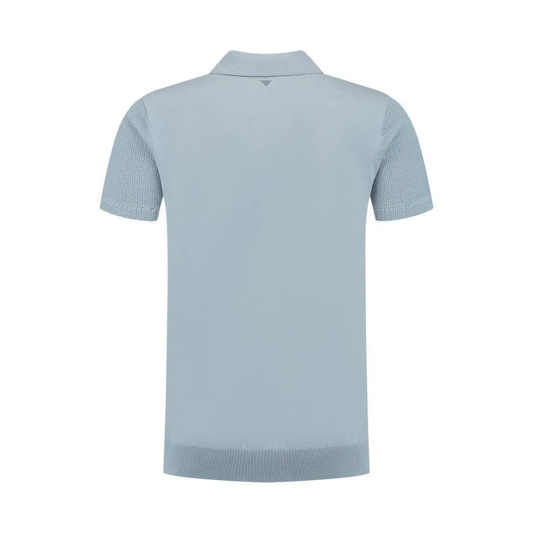 Braided Knitwear Polo Blue Grey