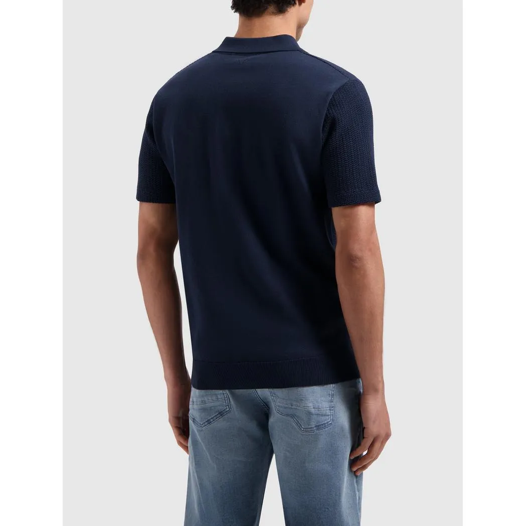Braided Knitwear Polo Navy