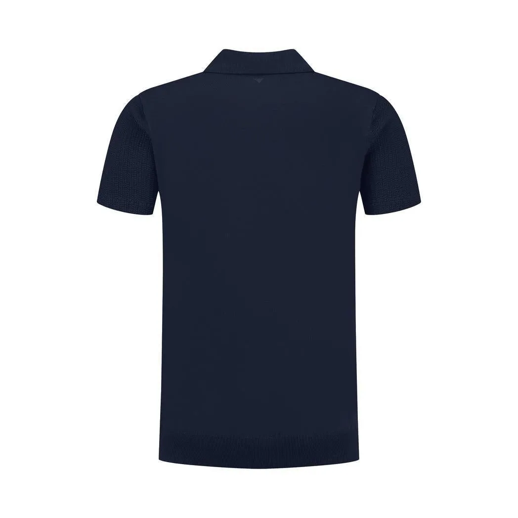 Braided Knitwear Polo Navy