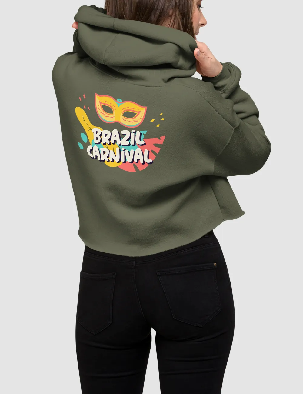 Brazil Carnival | Back Print Crop Hoodie