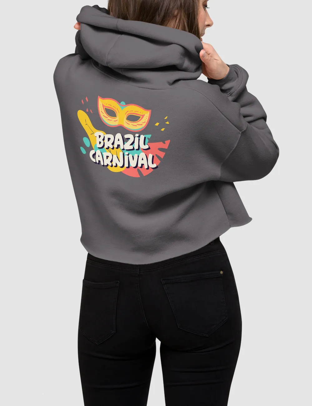 Brazil Carnival | Back Print Crop Hoodie