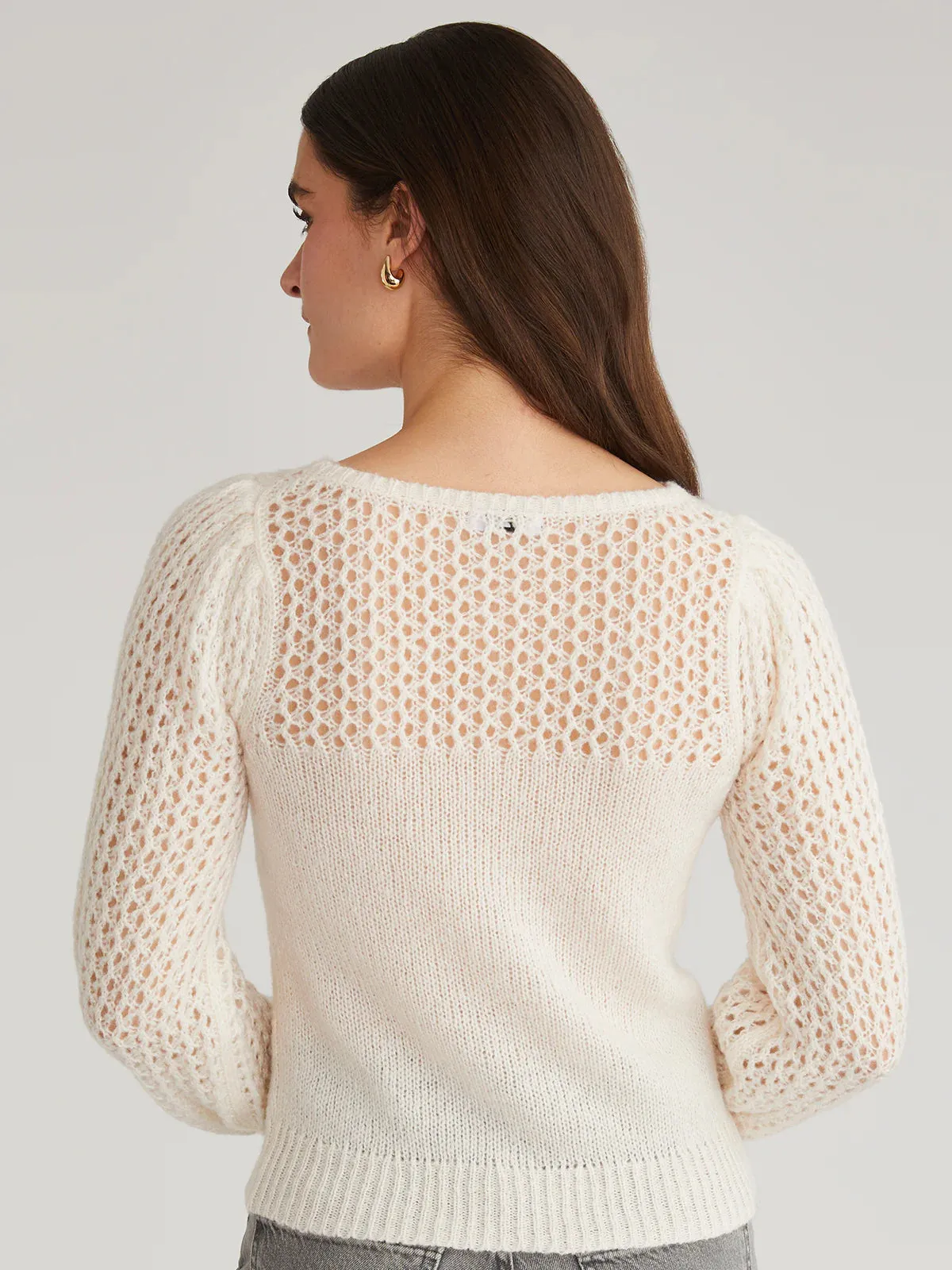 Brigid Puff Sleeve Mesh Pullover