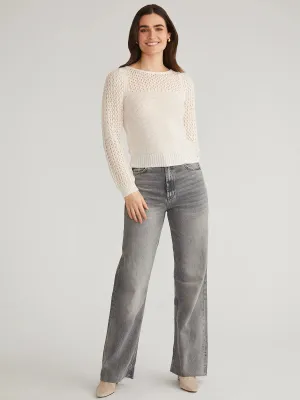 Brigid Puff Sleeve Mesh Pullover