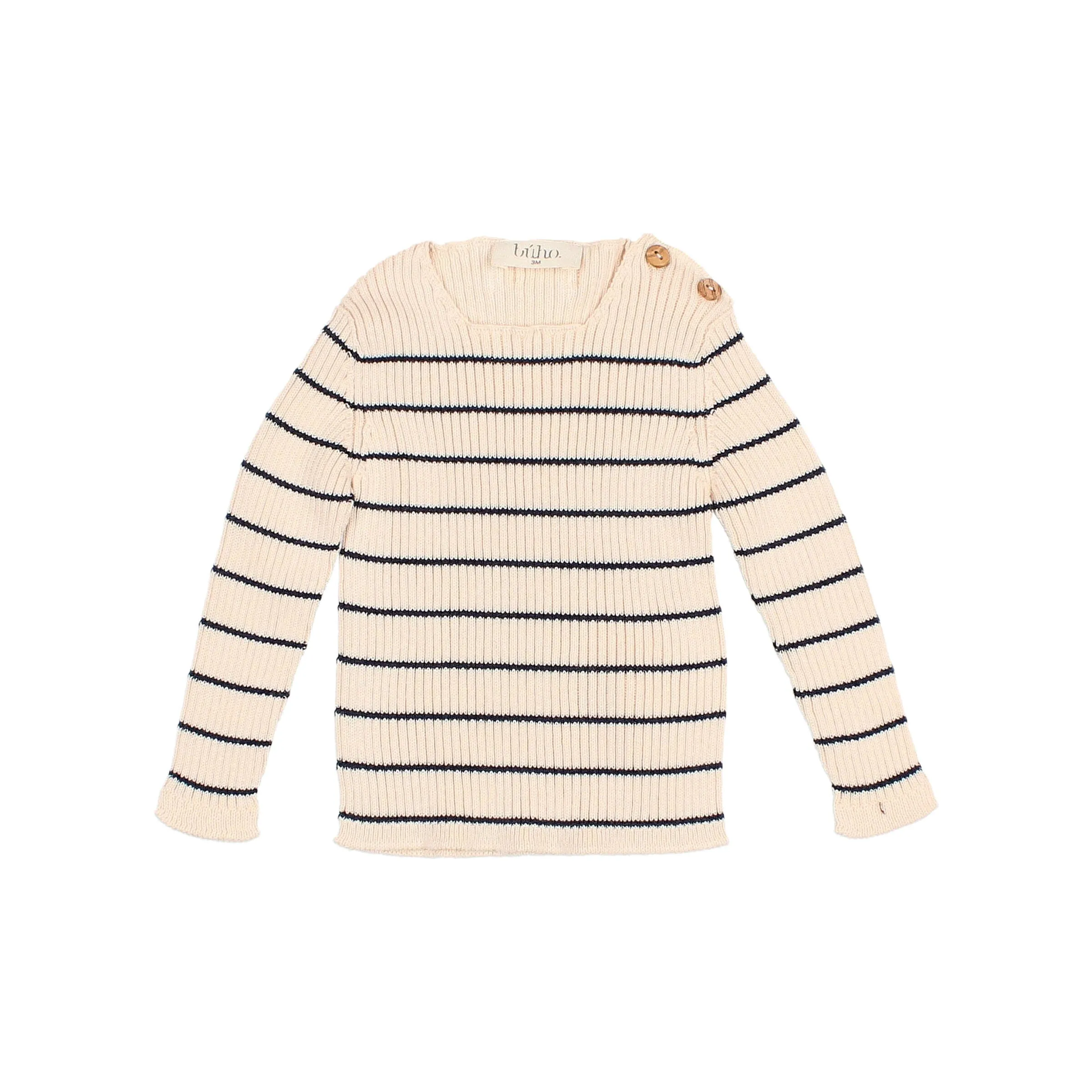 Buho Baby Ecru/Navy Rib Knit Sweater   Pant Set