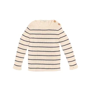 Buho Baby Ecru/Navy Rib Knit Sweater   Pant Set