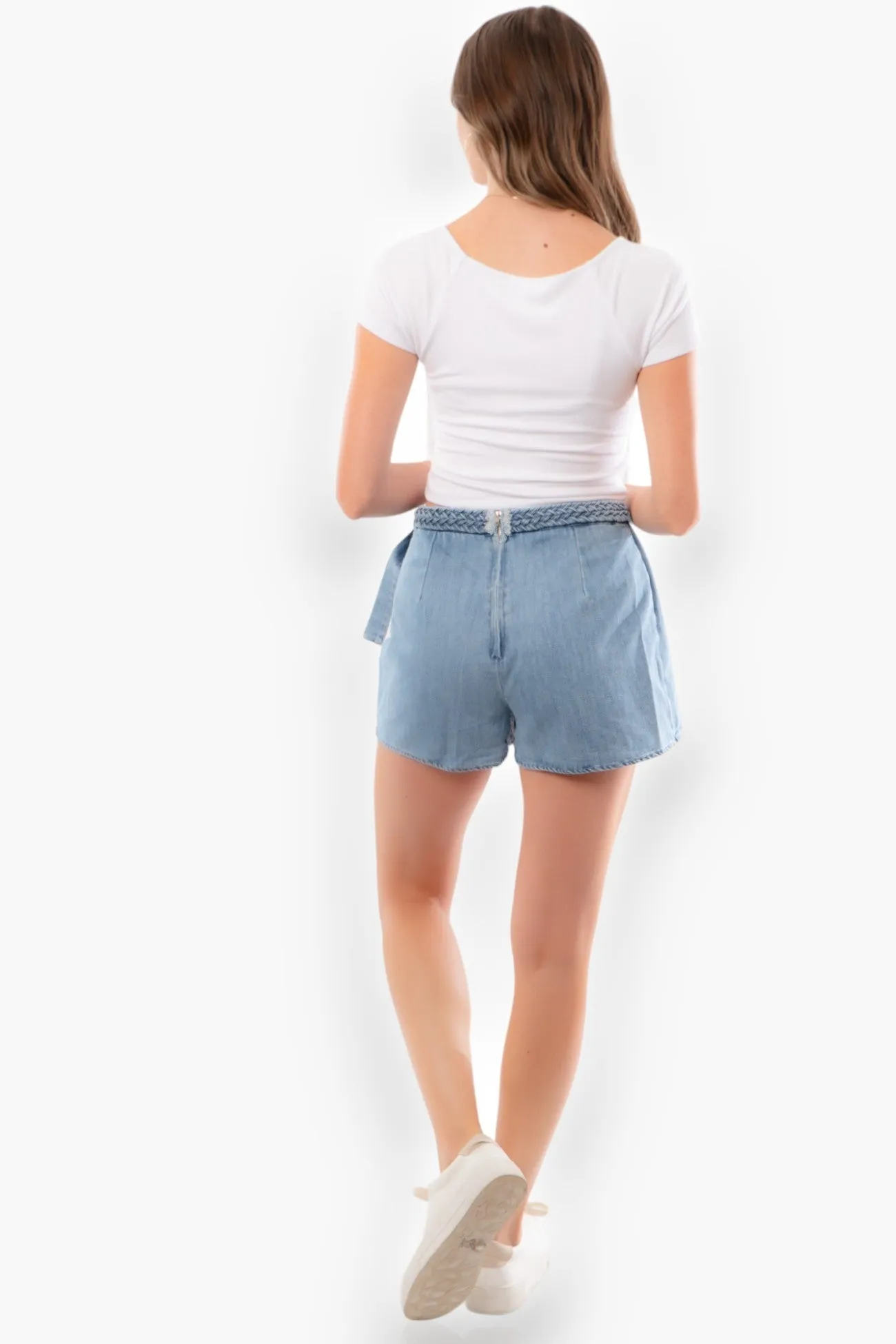 Camila Braided Denim Wrap Skort