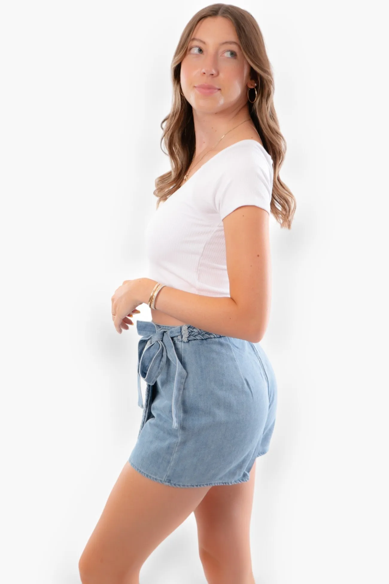 Camila Braided Denim Wrap Skort