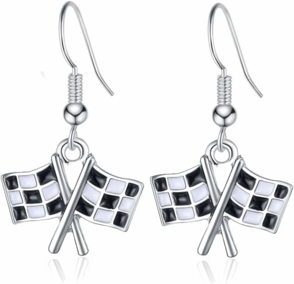 Checker Acrylic Earrings Unique Statement Black White Striped Checkerboard Lightweight Square Rectangle Geometric Grid Dangle Drop Earrings for Women Minimalist Checkered Flag Fashion Jewelry Gifts