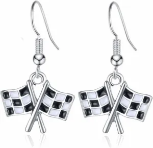 Checker Acrylic Earrings Unique Statement Black White Striped Checkerboard Lightweight Square Rectangle Geometric Grid Dangle Drop Earrings for Women Minimalist Checkered Flag Fashion Jewelry Gifts