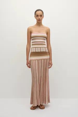 Citara Strapless Top Puce Sepia Stripe