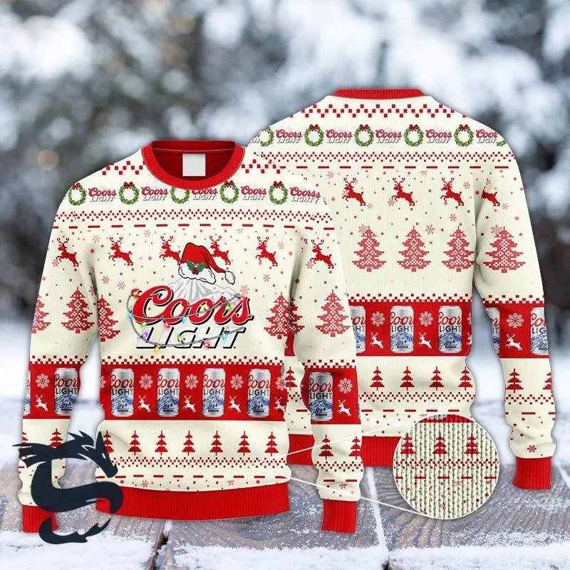 Coors Light Reindeer Snowy Night Ugly Sweater