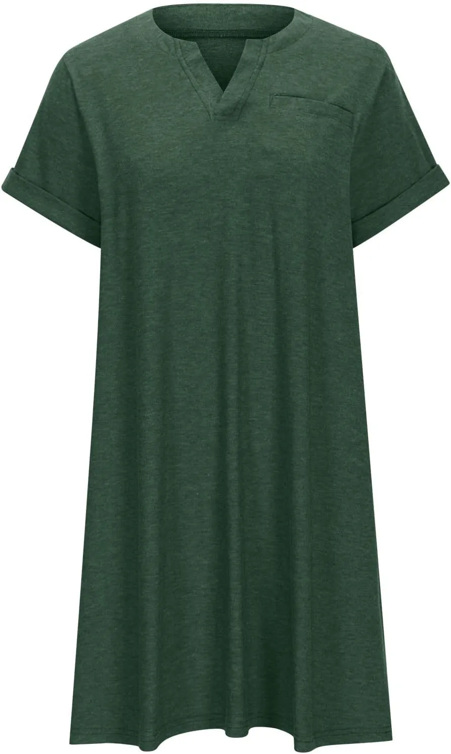 Cotton Plus Size Shirt Dress for Women Short Sleeve V Neck Mini Dress Comfy Spring Summer Lounge Dresses with Pocket