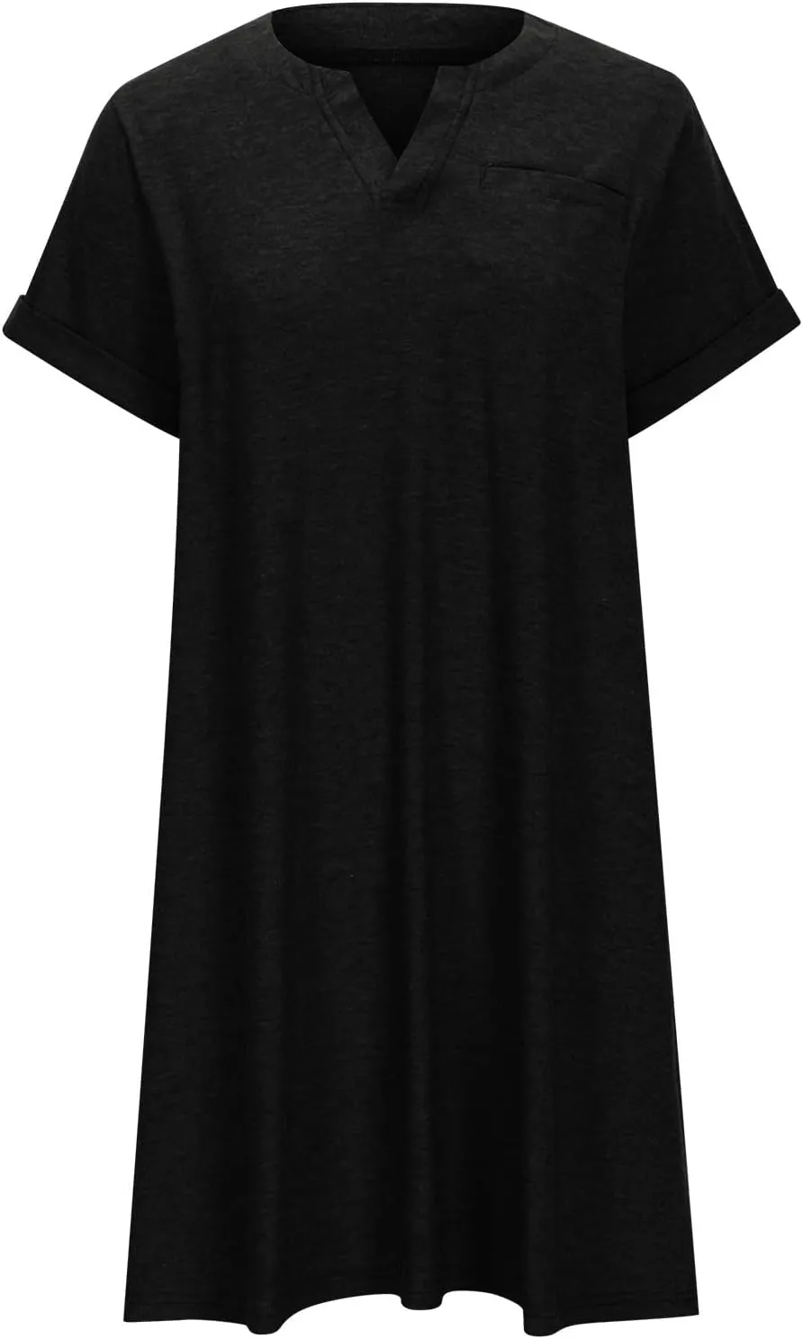 Cotton Plus Size Shirt Dress for Women Short Sleeve V Neck Mini Dress Comfy Spring Summer Lounge Dresses with Pocket