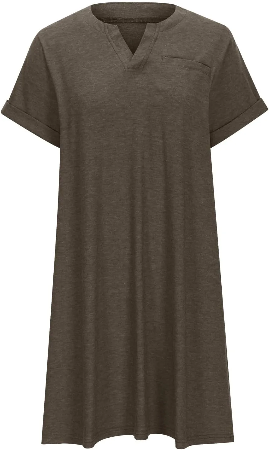 Cotton Plus Size Shirt Dress for Women Short Sleeve V Neck Mini Dress Comfy Spring Summer Lounge Dresses with Pocket