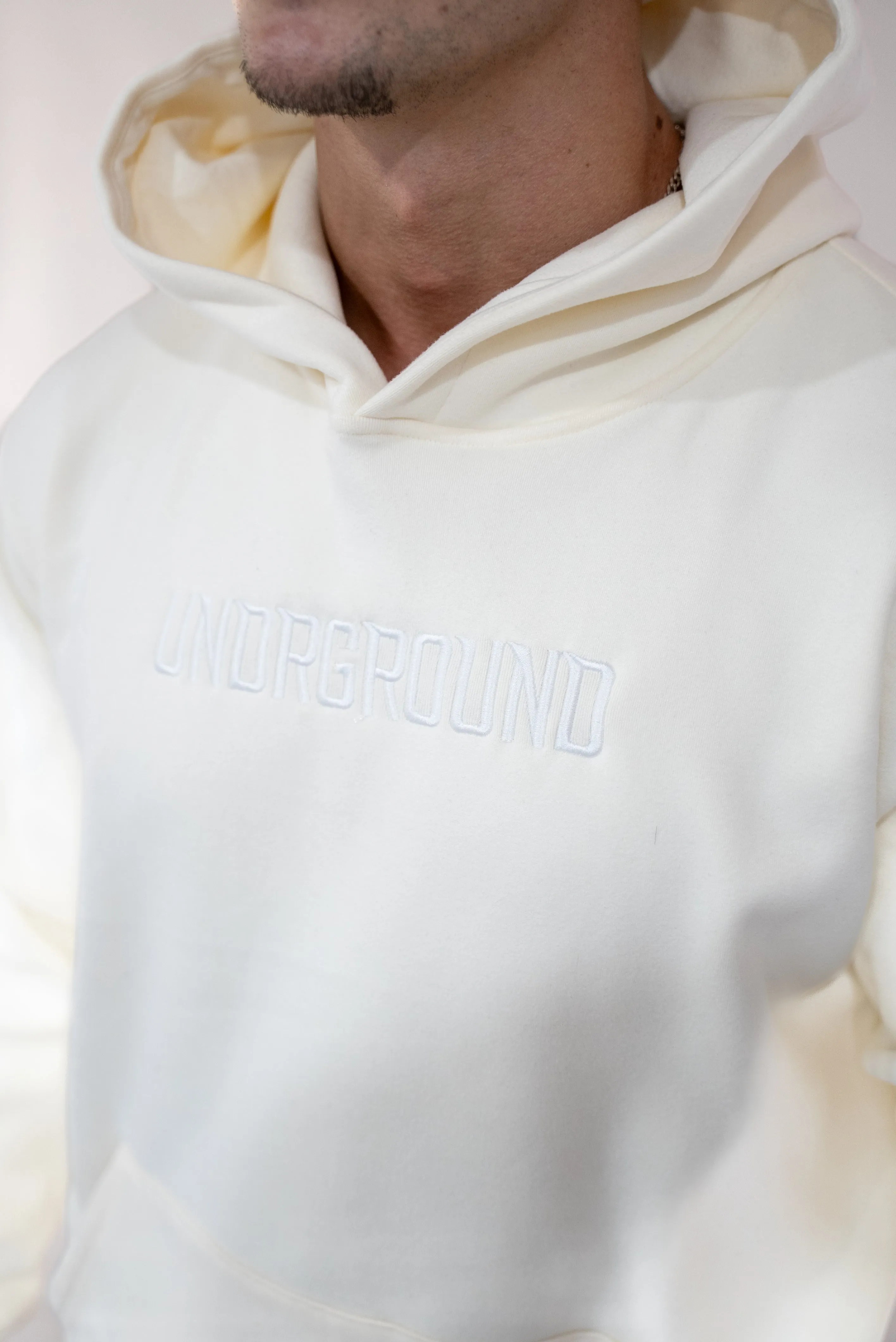 Cream/Off White Hoodie " Moving In Silence " Collection
