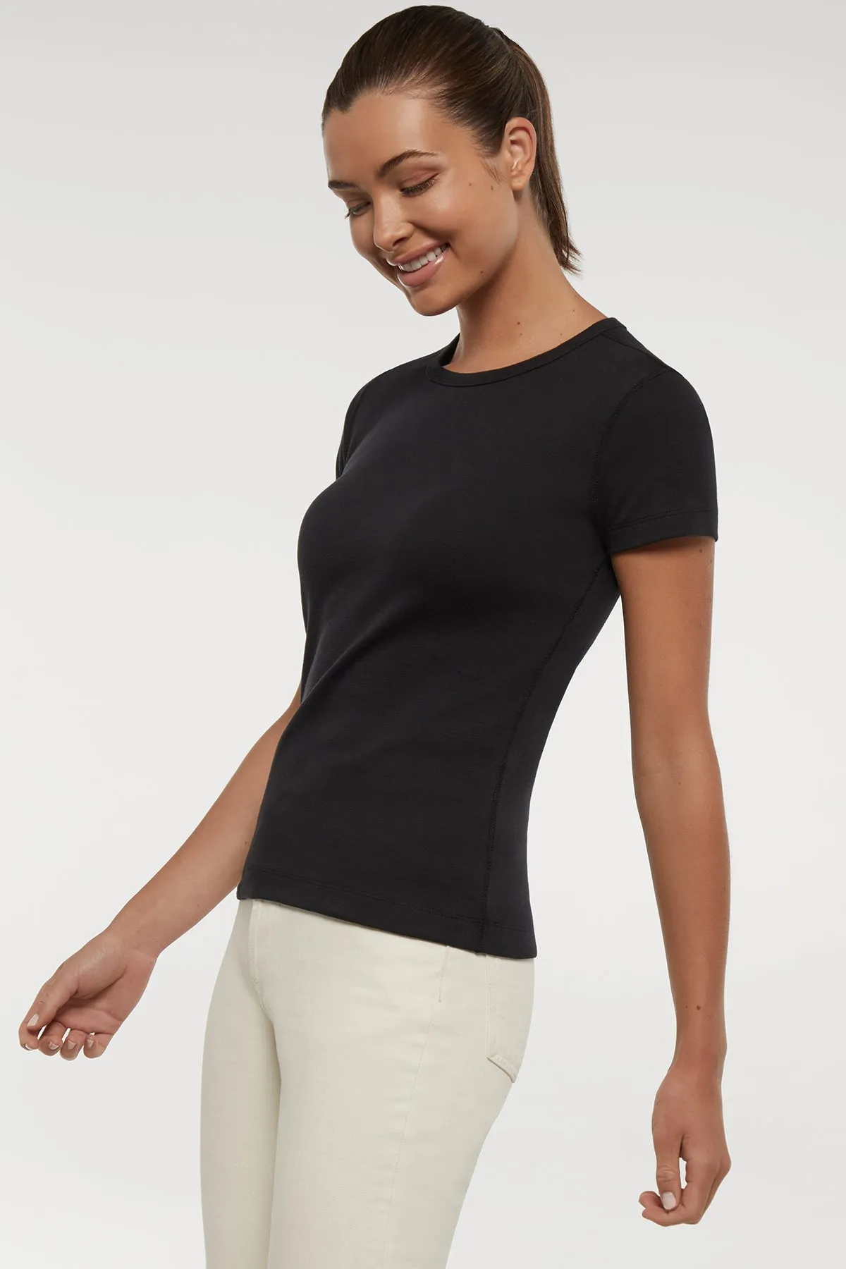 Crew-Neck Short Sleeve Tee | Black