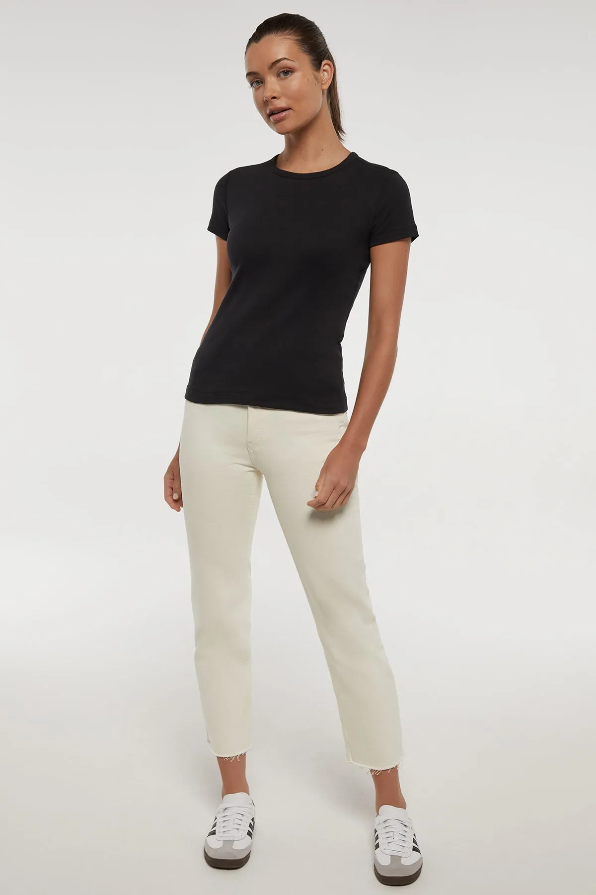 Crew-Neck Short Sleeve Tee | Black