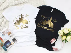 Disney Themed Bride Shirt - Bride's Entourage Shirts - Bachelorette Party  T Shirts - Disney Castle Bride Shirt