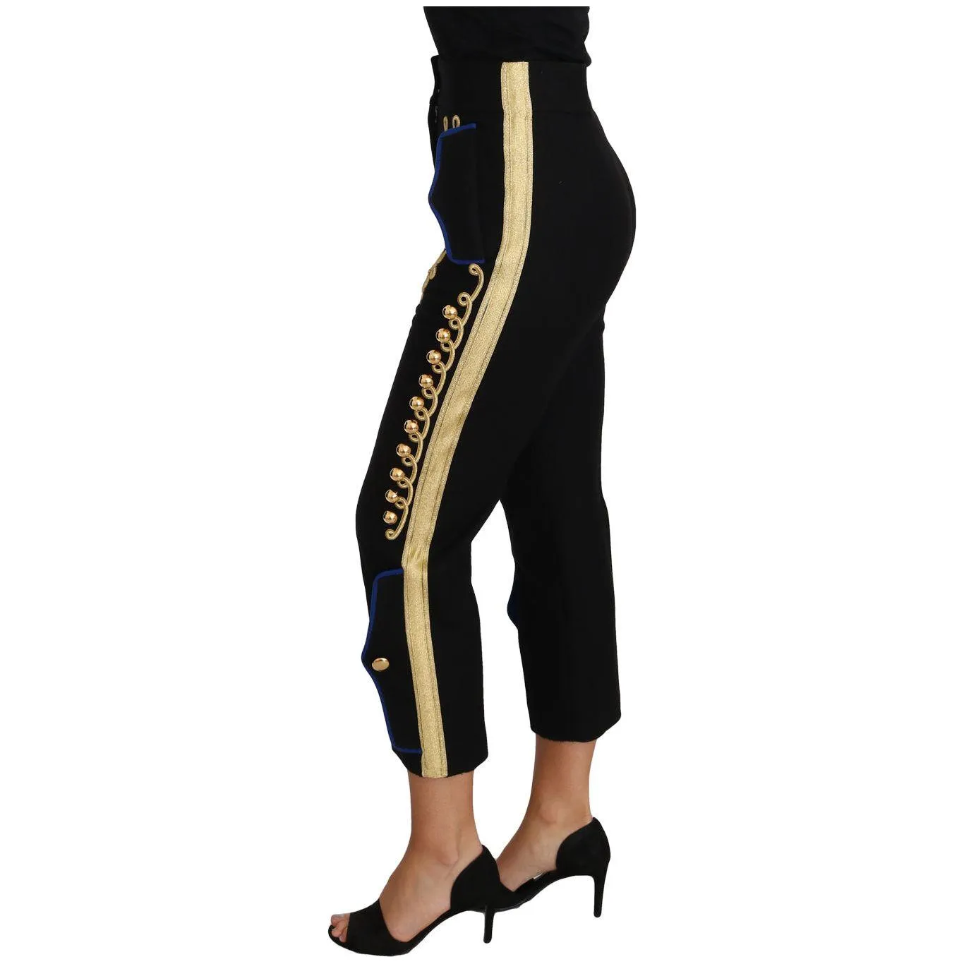 Dolce & Gabbana Elegant Black Military Embellished Pants