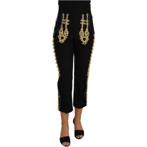 Dolce & Gabbana Elegant Black Military Embellished Pants