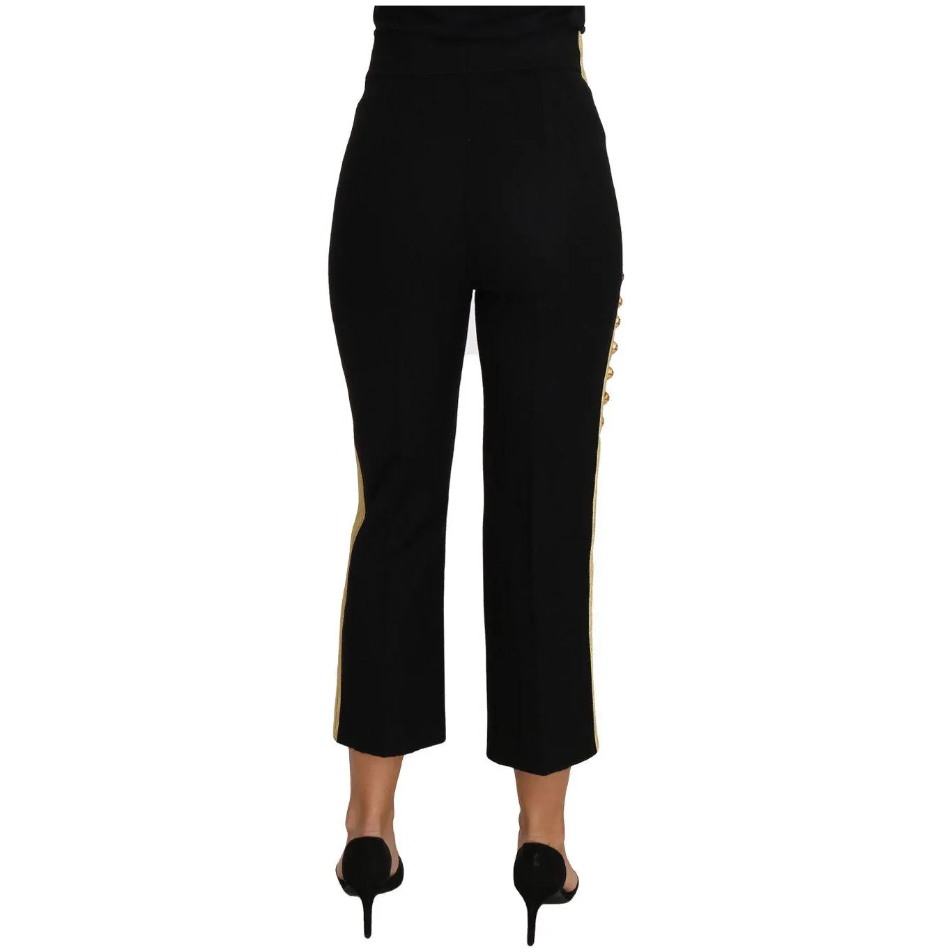 Dolce & Gabbana Elegant Black Military Embellished Pants