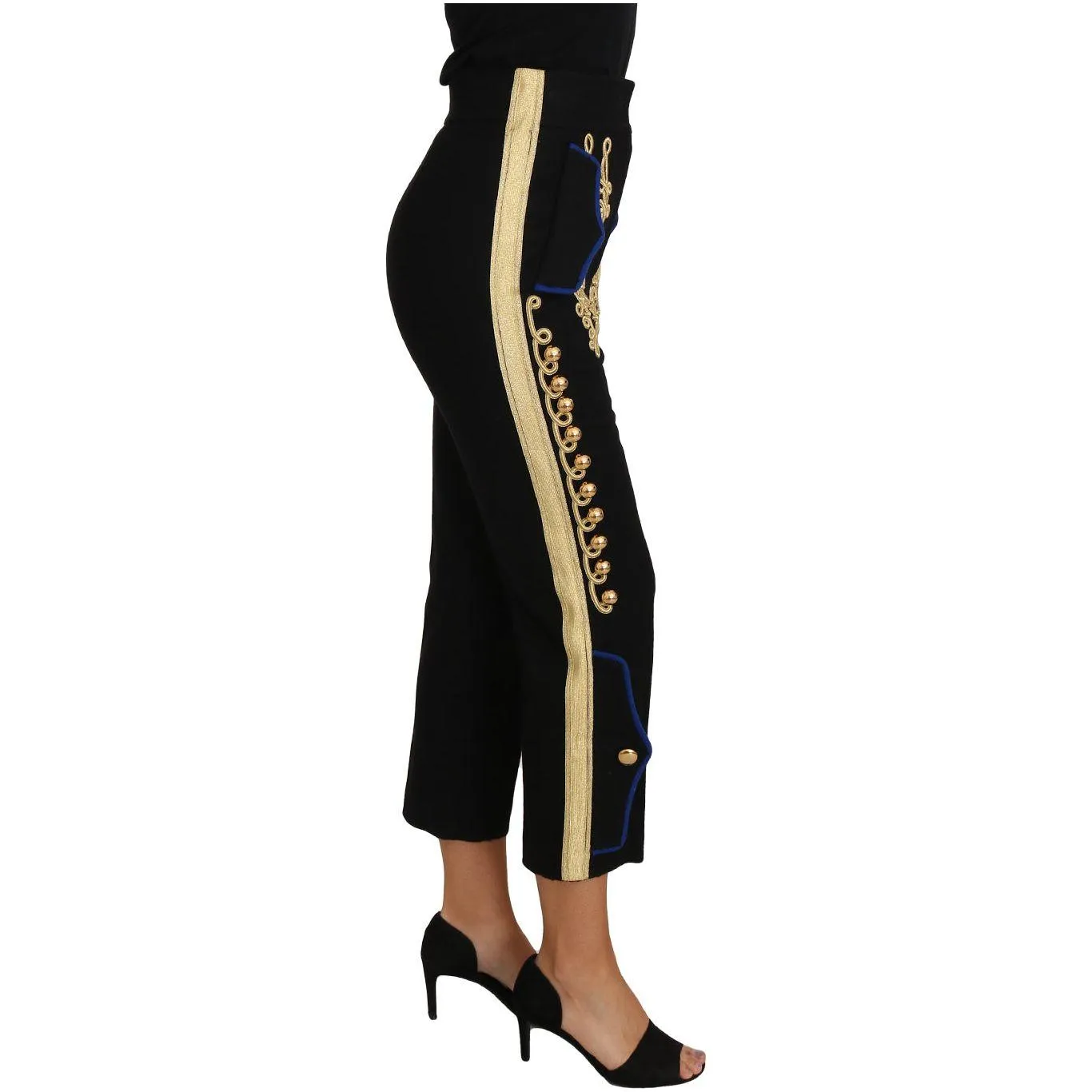 Dolce & Gabbana Elegant Black Military Embellished Pants