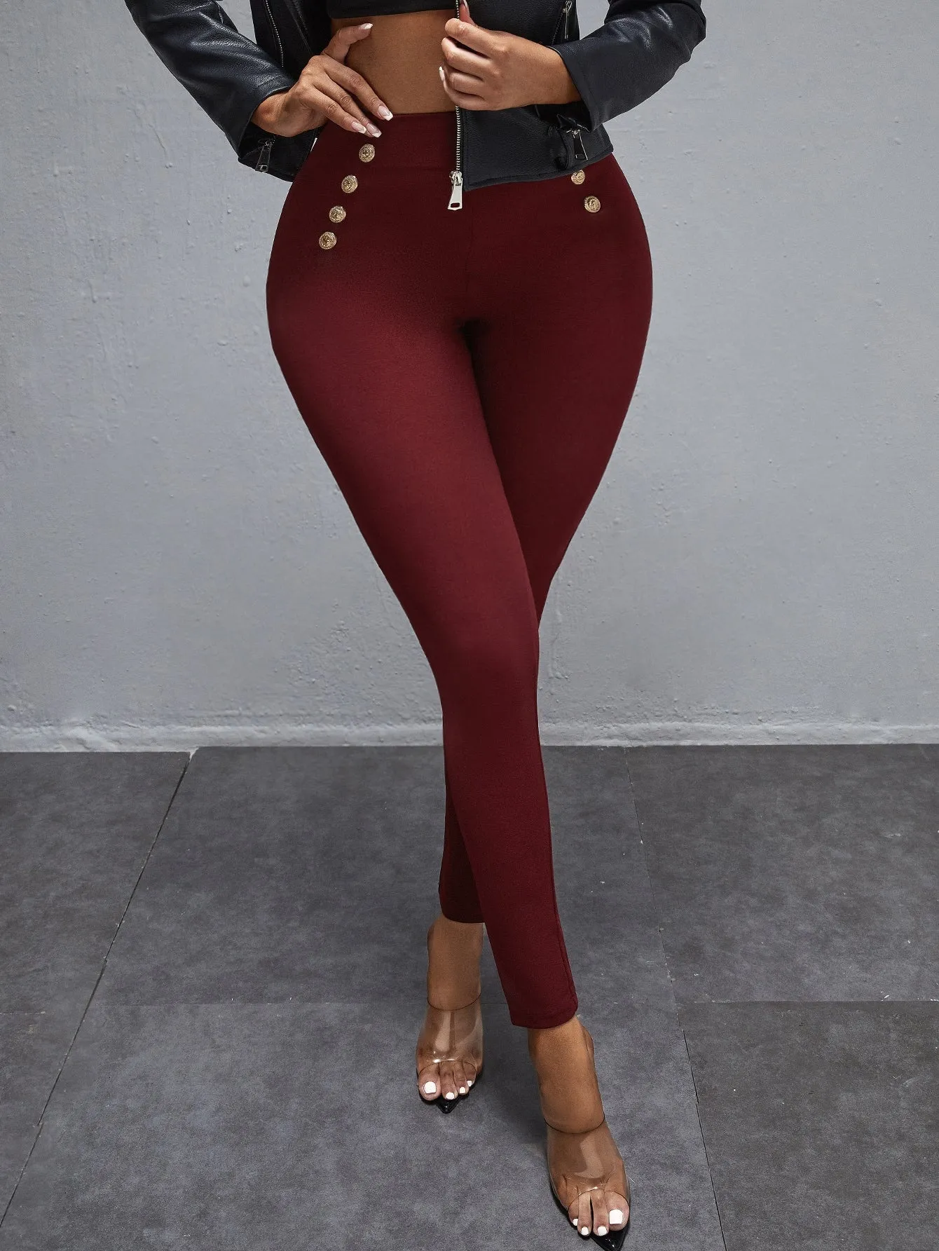 Elegant Plain High Waist Long Women Pants