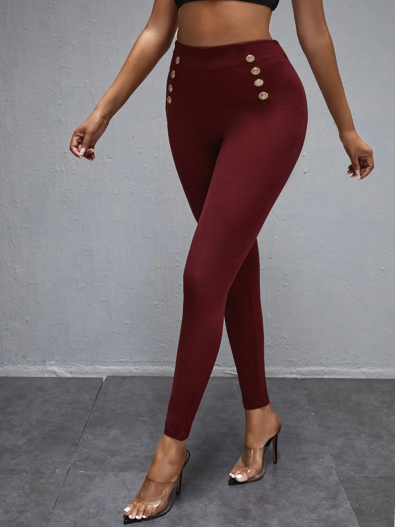 Elegant Plain High Waist Long Women Pants