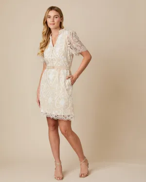 Fee G Serena Embroidered Anglaise Lace Dress