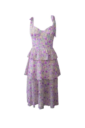 Florence Tiered Ruffle Midi Dress Floral Print