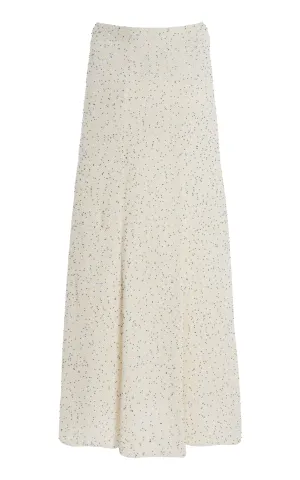 Floris Knit Skirt in White Beaded Silk