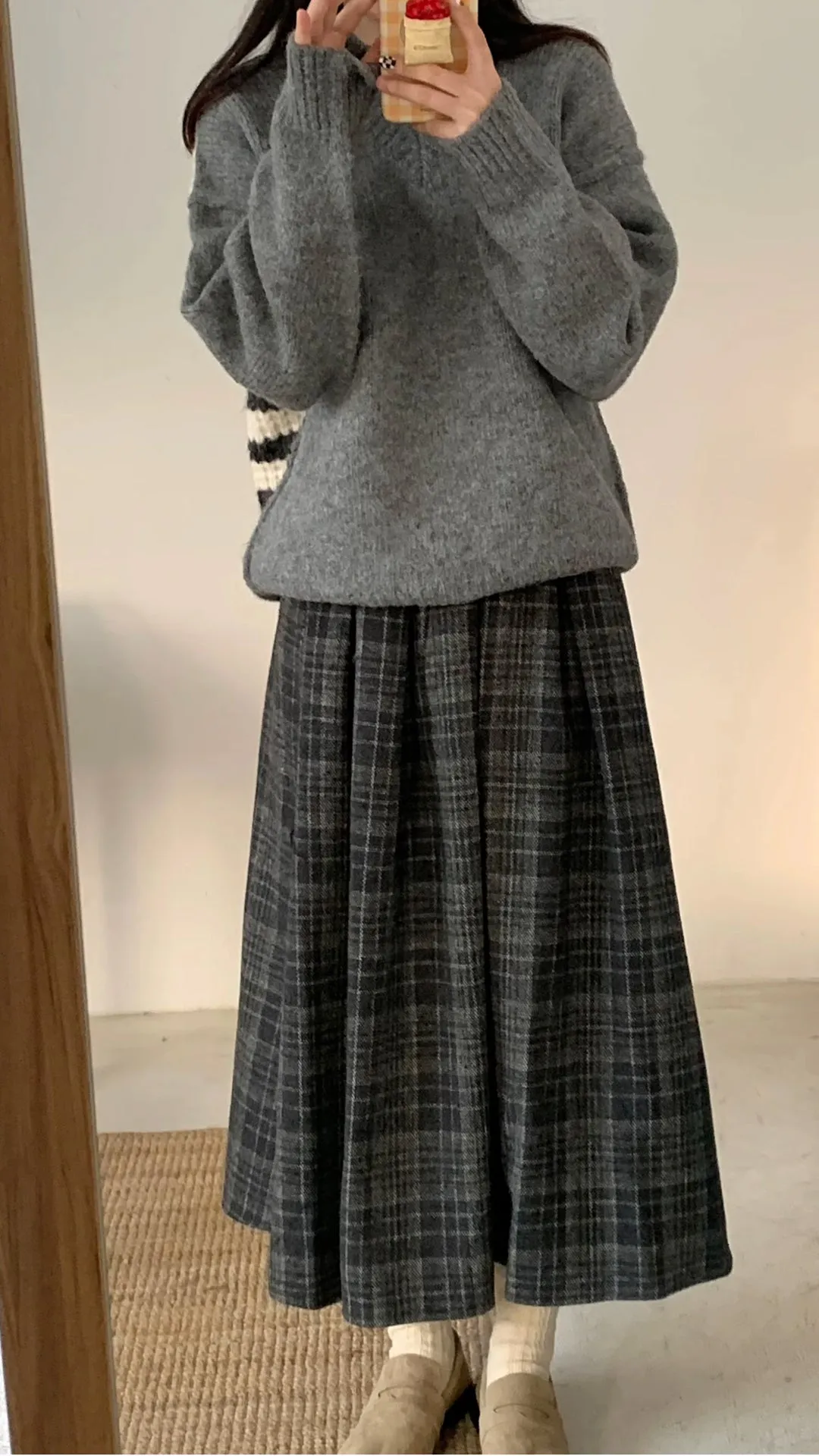 Flytonn-cute winter outfits casual winter outfits christmas outfit party look inspos Vintage A-Line Woolen Thick Long Plaid Skirts