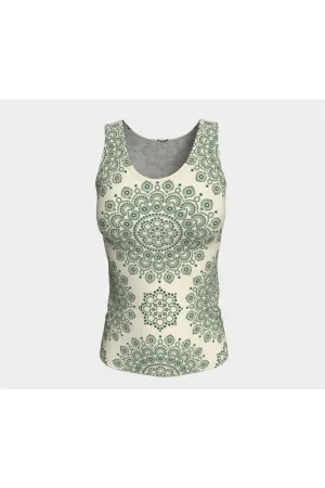 Forest Green Mandala Fitted Tank Top