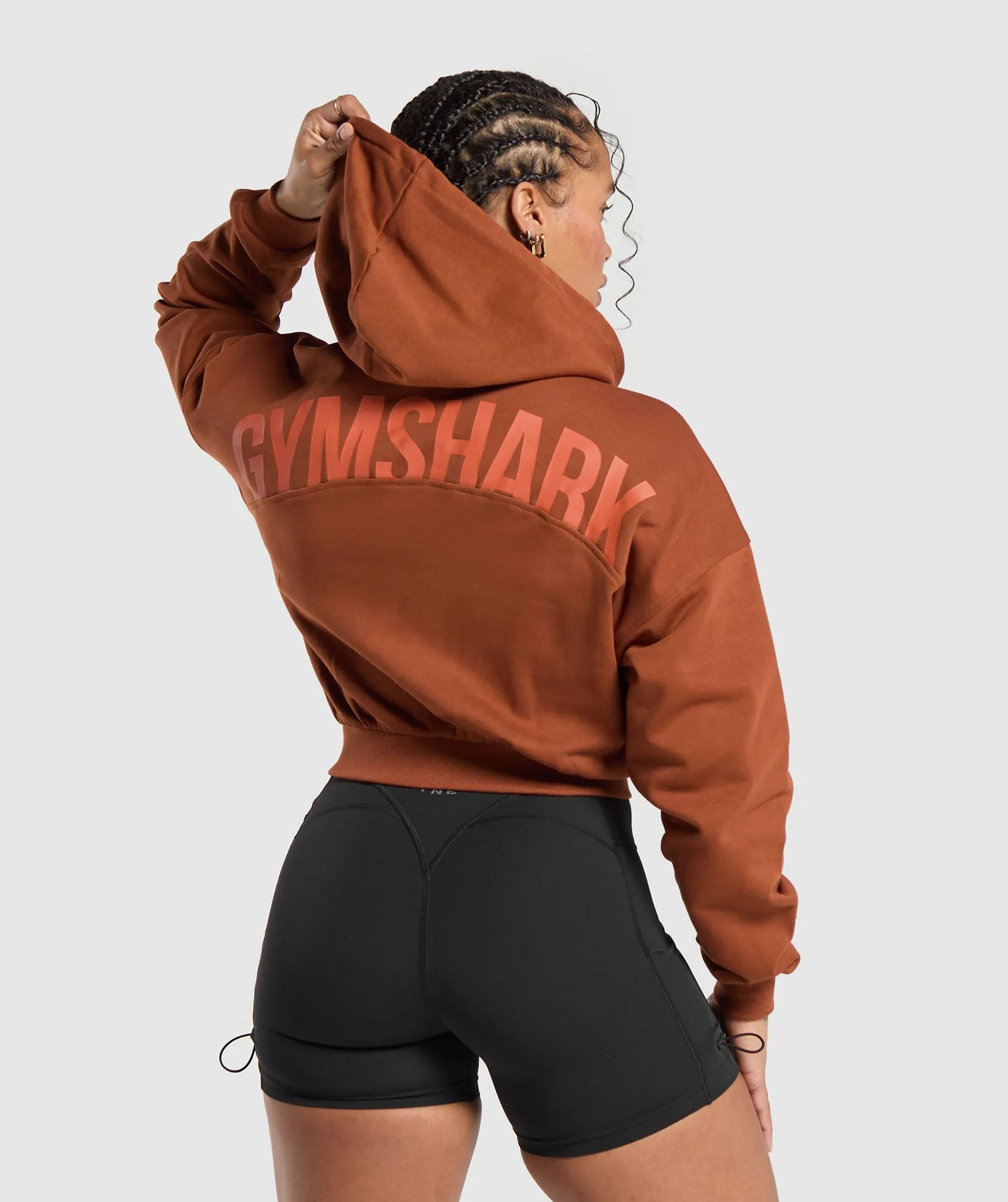 Gymshark Gymshark Power Midi Zip Hoodie - Copper Brown