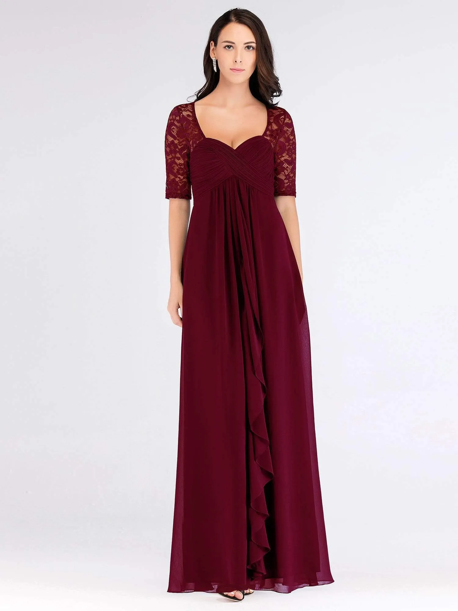 Half Sleeve Lace Women Long Mother Of The Bride Dress EZ07625