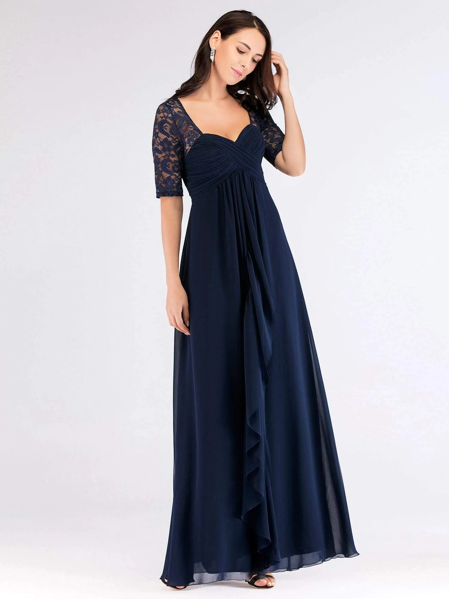 Half Sleeve Lace Women Long Mother Of The Bride Dress EZ07625