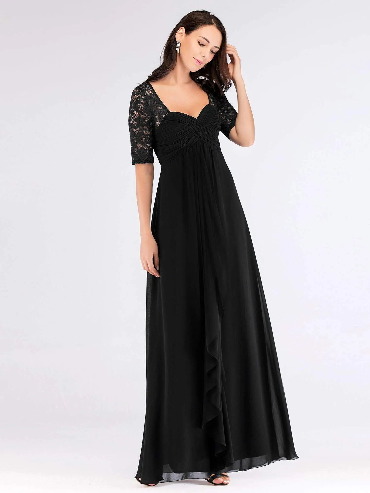 Half Sleeve Lace Women Long Mother Of The Bride Dress EZ07625